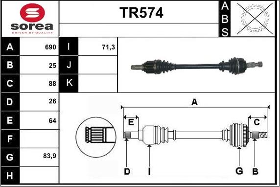 Sera TR574 - Piedziņas vārpsta ps1.lv