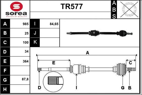 Sera TR577 - Piedziņas vārpsta ps1.lv