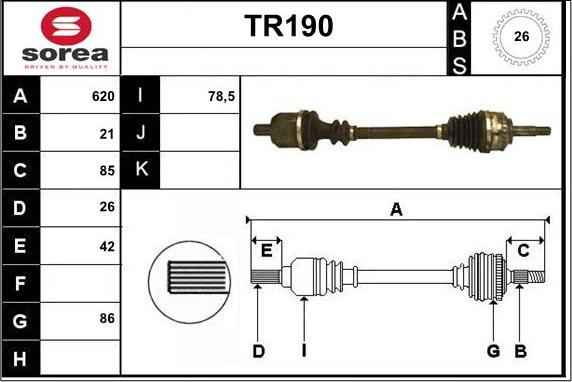 Sera TR190 - Piedziņas vārpsta ps1.lv