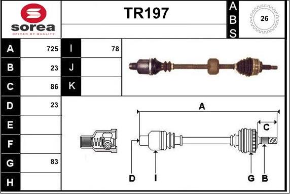 Sera TR197 - Piedziņas vārpsta ps1.lv