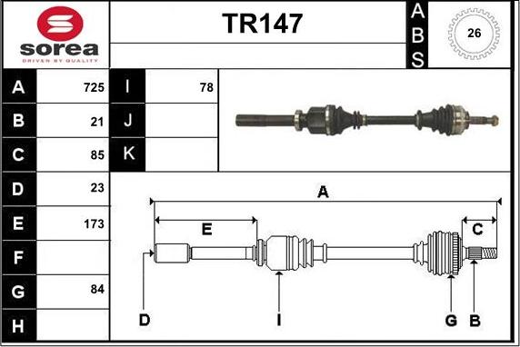 Sera TR147 - Piedziņas vārpsta ps1.lv