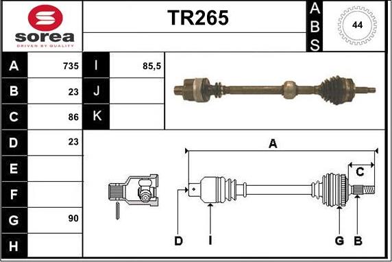 Sera TR265 - Piedziņas vārpsta ps1.lv