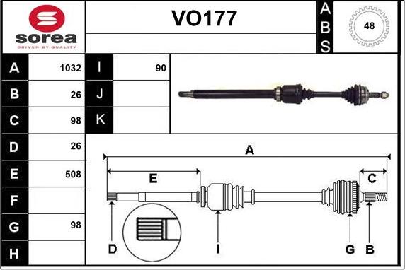 Sera VO177 - Piedziņas vārpsta ps1.lv