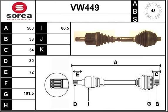 Sera VW449 - Piedziņas vārpsta ps1.lv