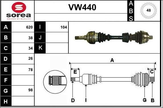 Sera VW440 - Piedziņas vārpsta ps1.lv