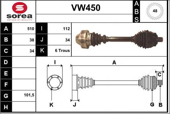 Sera VW450 - Piedziņas vārpsta ps1.lv