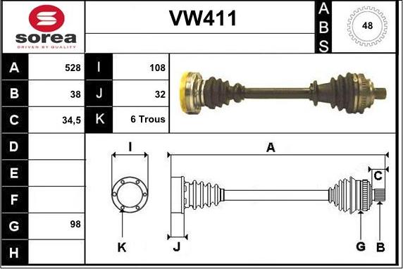 Sera VW411 - Piedziņas vārpsta ps1.lv