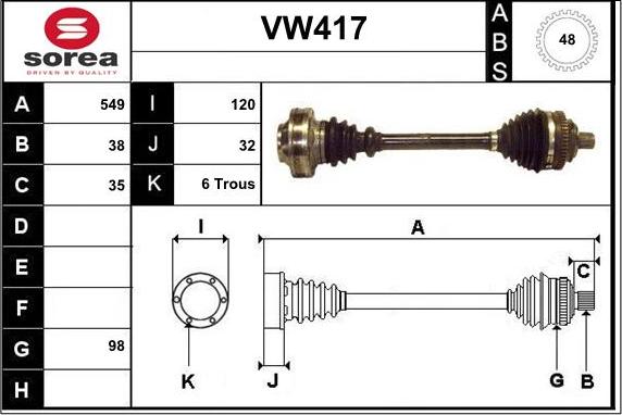 Sera VW417 - Piedziņas vārpsta ps1.lv