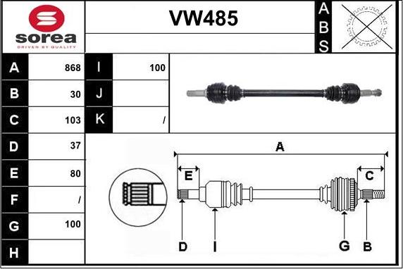 Sera VW485 - Piedziņas vārpsta ps1.lv