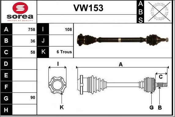 Sera VW153 - Piedziņas vārpsta ps1.lv