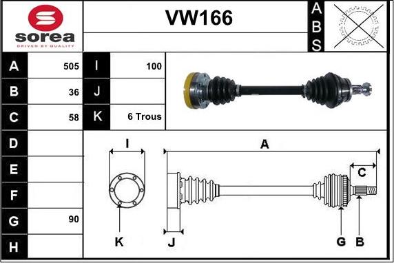 Sera VW166 - Piedziņas vārpsta ps1.lv