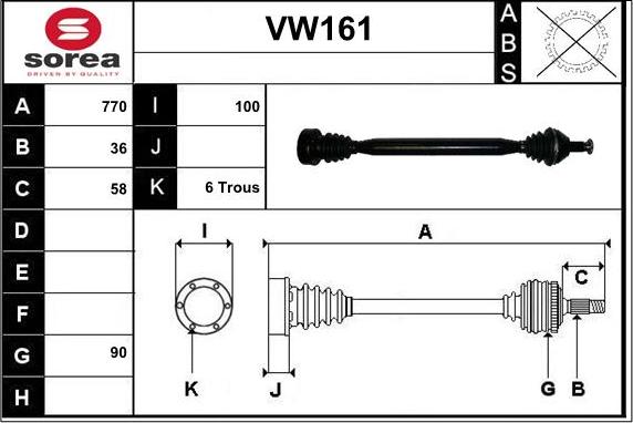 Sera VW161 - Piedziņas vārpsta ps1.lv