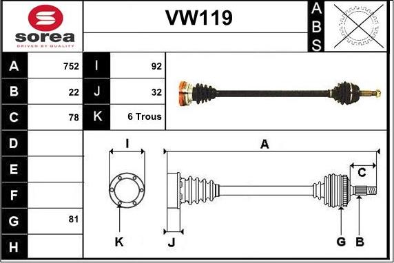 Sera VW119 - Piedziņas vārpsta ps1.lv