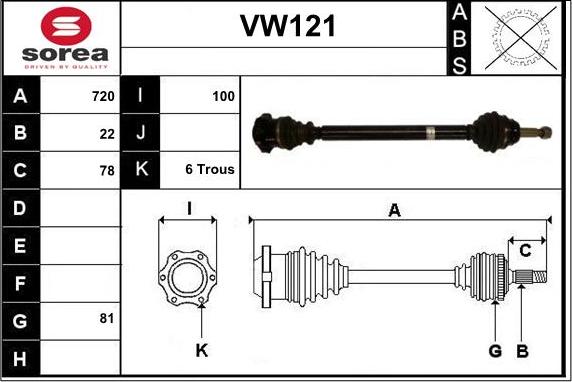 Sera VW121 - Piedziņas vārpsta ps1.lv