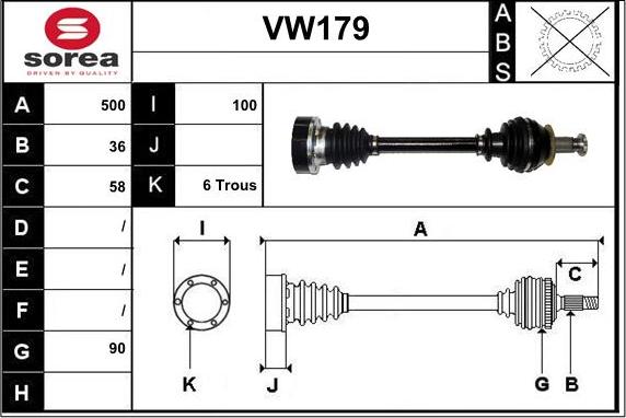 Sera VW179 - Piedziņas vārpsta ps1.lv