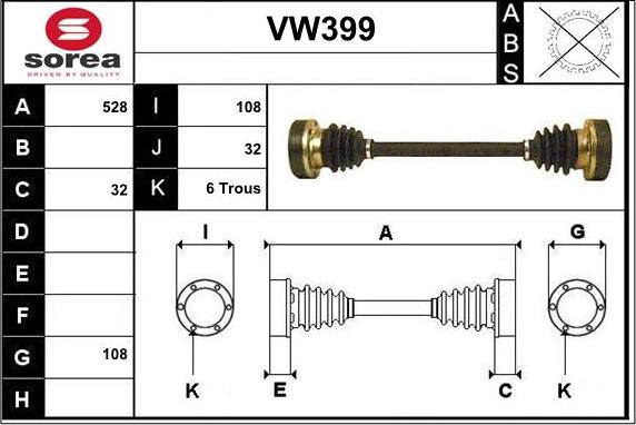 Sera VW399 - Piedziņas vārpsta ps1.lv