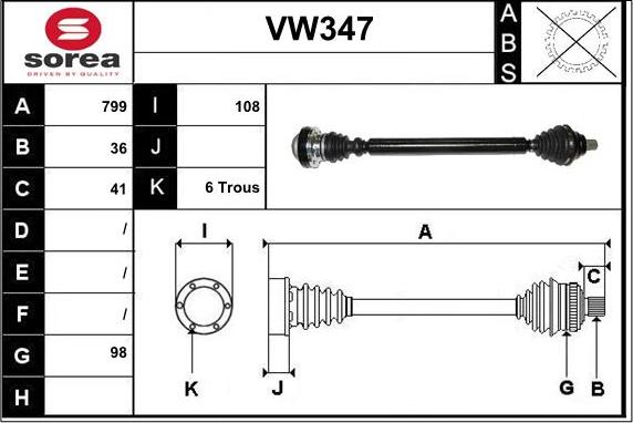 Sera VW347 - Piedziņas vārpsta ps1.lv