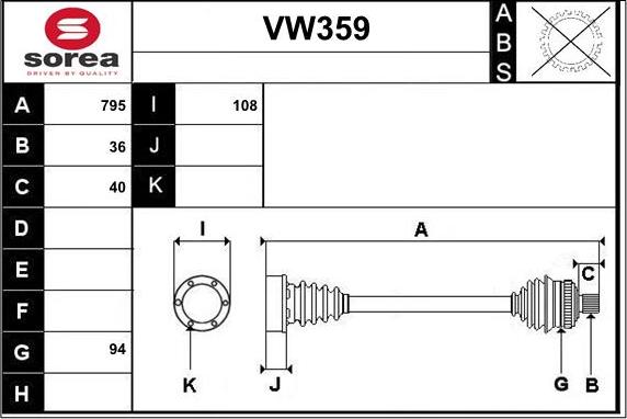 Sera VW359 - Piedziņas vārpsta ps1.lv