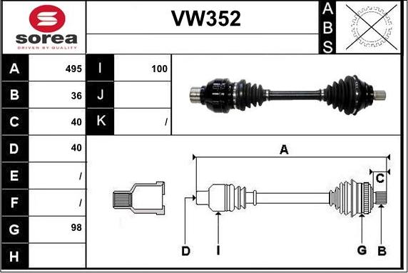 Sera VW352 - Piedziņas vārpsta ps1.lv