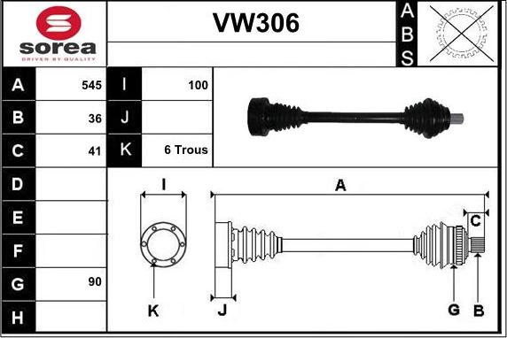 Sera VW306 - Piedziņas vārpsta ps1.lv