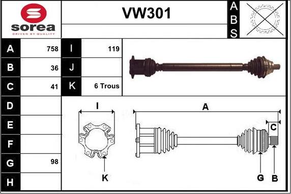 Sera VW301 - Piedziņas vārpsta ps1.lv