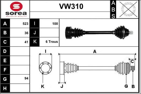 Sera VW310 - Piedziņas vārpsta ps1.lv