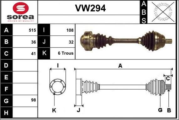 Sera VW294 - Piedziņas vārpsta ps1.lv