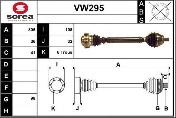 Sera VW295 - Piedziņas vārpsta ps1.lv