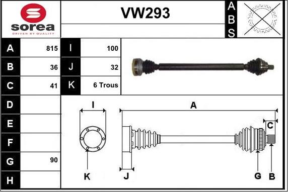 Sera VW293 - Piedziņas vārpsta ps1.lv