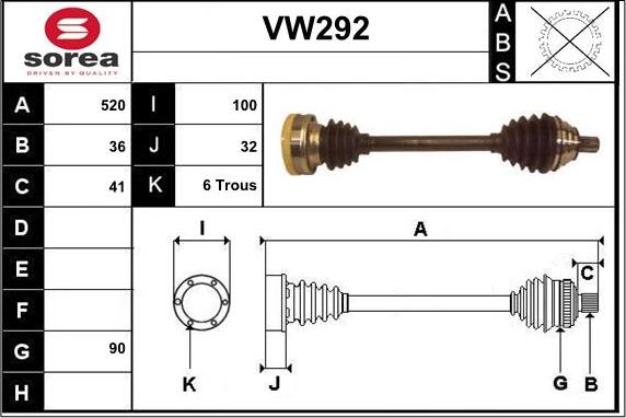 Sera VW292 - Piedziņas vārpsta ps1.lv