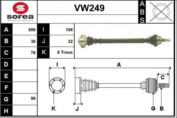 Sera VW249 - Piedziņas vārpsta ps1.lv