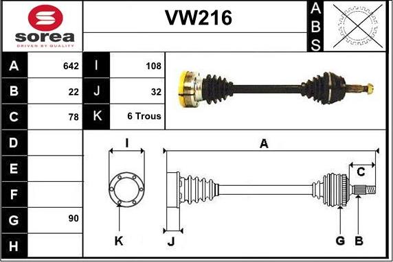 Sera VW216 - Piedziņas vārpsta ps1.lv