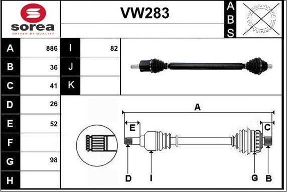 Sera VW283 - Piedziņas vārpsta ps1.lv