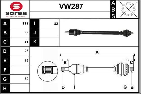 Sera VW287 - Piedziņas vārpsta ps1.lv