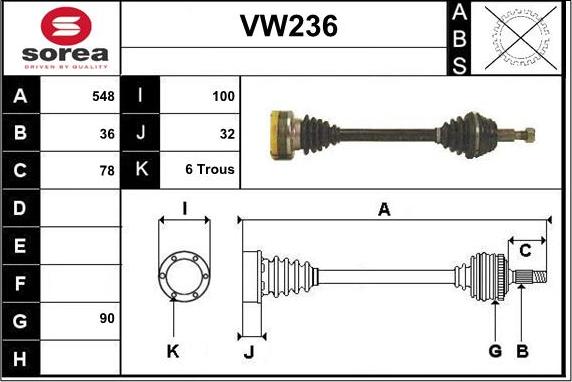 Sera VW236 - Piedziņas vārpsta ps1.lv