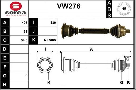 Sera VW276 - Piedziņas vārpsta ps1.lv