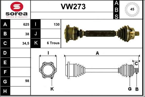 Sera VW273 - Piedziņas vārpsta ps1.lv