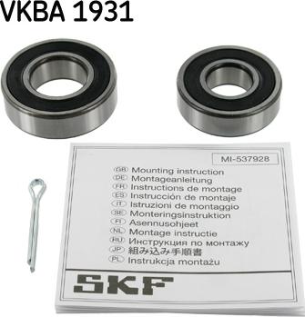 SKF VKBA 1931 - Riteņa rumbas gultņa komplekts ps1.lv