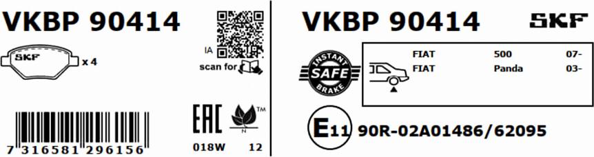 SKF VKBP 90414 - Bremžu uzliku kompl., Disku bremzes ps1.lv