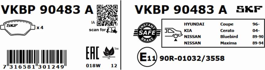 SKF VKBP 90483 A - Bremžu uzliku kompl., Disku bremzes ps1.lv