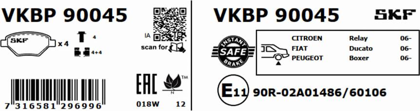 SKF VKBP 90045 - Bremžu uzliku kompl., Disku bremzes ps1.lv