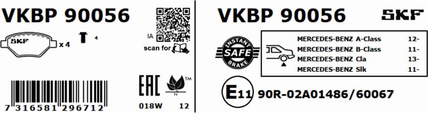 SKF VKBP 90056 - Bremžu uzliku kompl., Disku bremzes ps1.lv