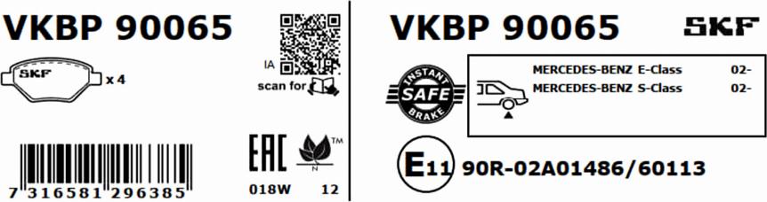 SKF VKBP 90065 - Bremžu uzliku kompl., Disku bremzes ps1.lv