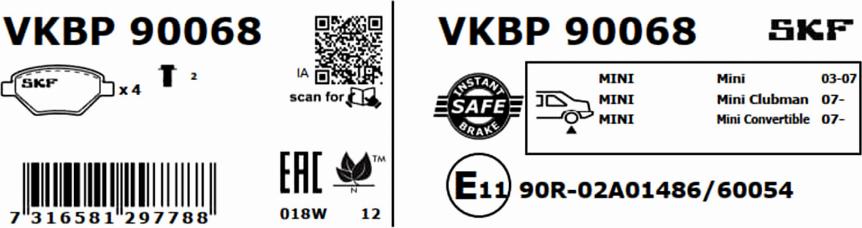 SKF VKBP 90068 - Bremžu uzliku kompl., Disku bremzes ps1.lv