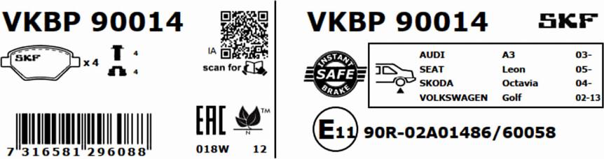 SKF VKBP 90014 - Bremžu uzliku kompl., Disku bremzes ps1.lv