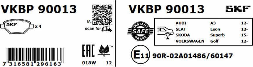 SKF VKBP 90013 - Bremžu uzliku kompl., Disku bremzes ps1.lv