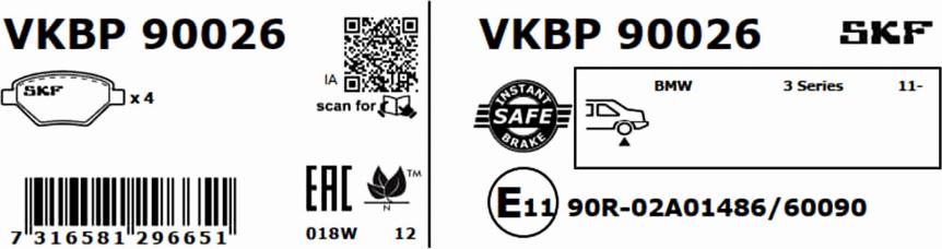 SKF VKBP 90026 - Bremžu uzliku kompl., Disku bremzes ps1.lv