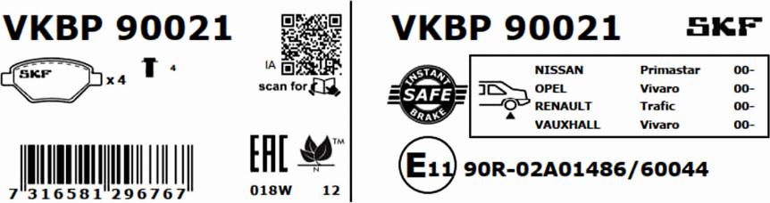 SKF VKBP 90021 - Bremžu uzliku kompl., Disku bremzes ps1.lv