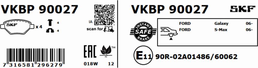 SKF VKBP 90027 - Bremžu uzliku kompl., Disku bremzes ps1.lv