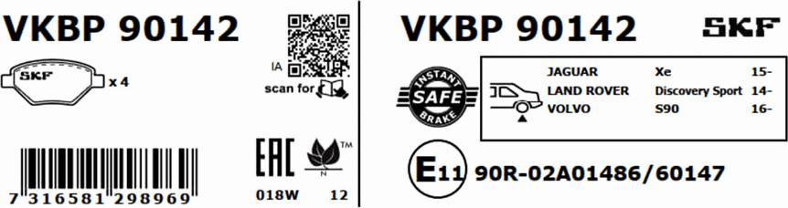 SKF VKBP 90142 - Bremžu uzliku kompl., Disku bremzes ps1.lv